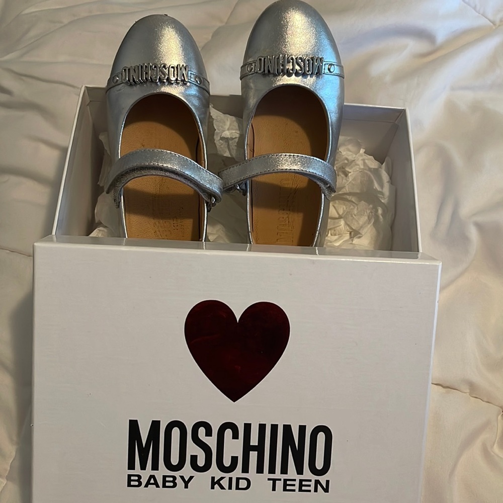 Worn 4 times silver ballerina shoes